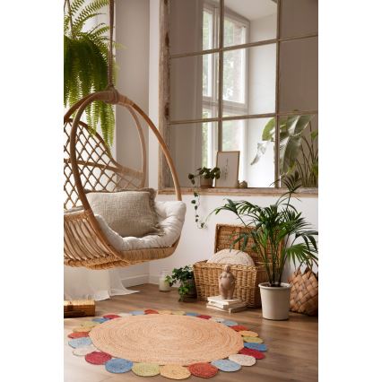 Tapete redondo natural JUTA 120 cm multicolorido