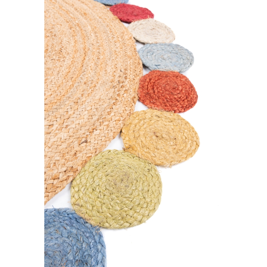 Tapete redondo natural JUTA 120 cm multicolorido