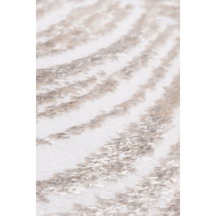 Tapete redondo SALAMANCA 100 cm bege/branco/padrão de folhas