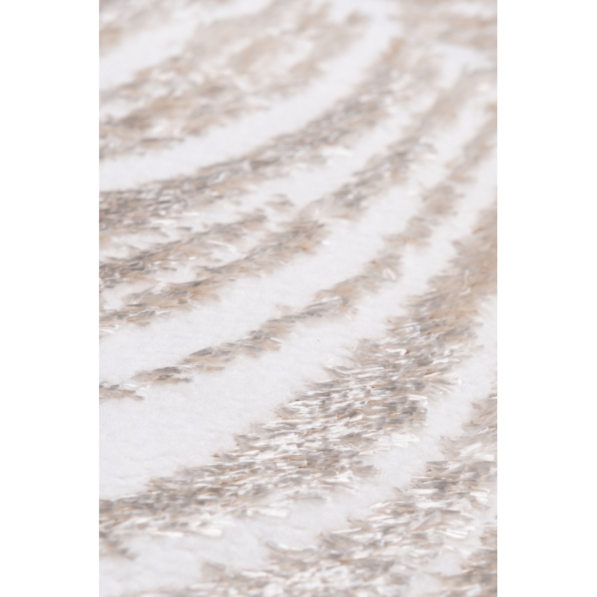 Tapete redondo SALAMANCA 100 cm bege/branco/padrão de folhas