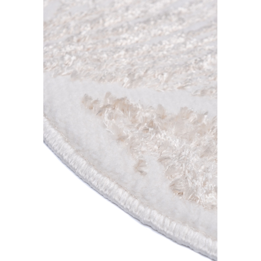Tapete redondo SALAMANCA 100 cm bege/branco/padrão de folhas