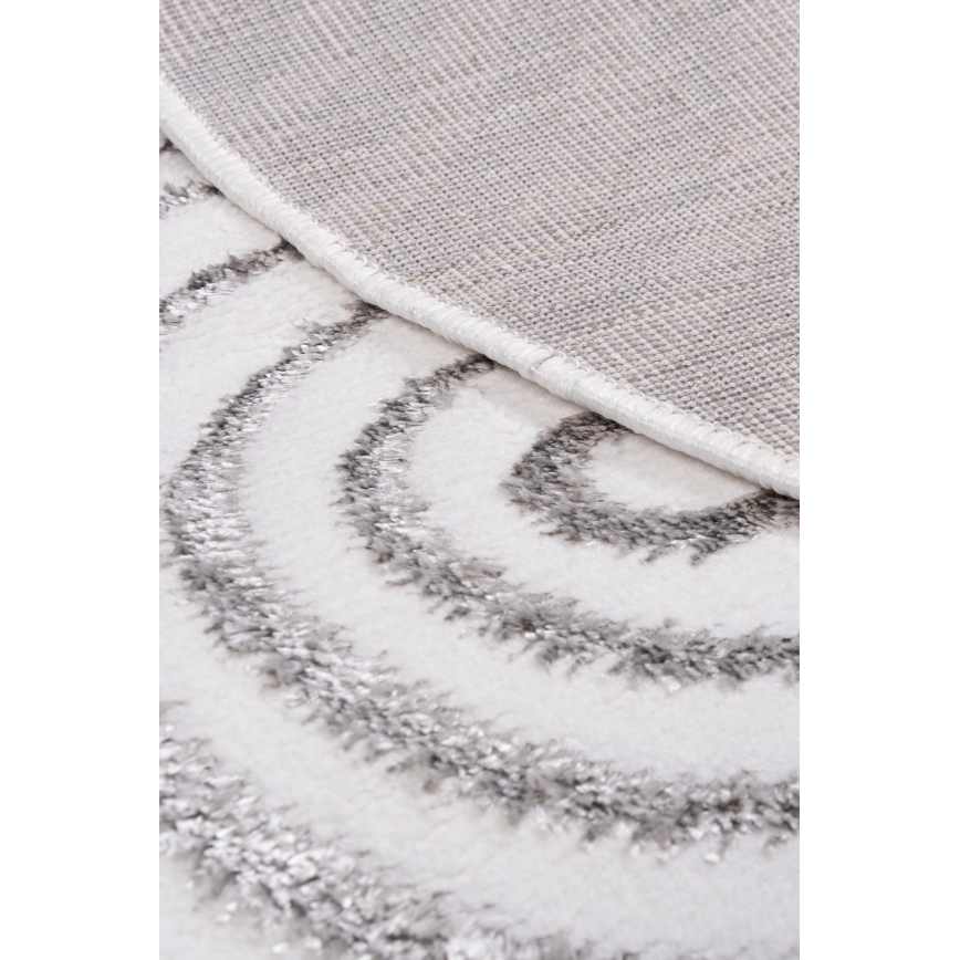 Tapete redondo SALAMANCA 100 cm cinzento/branco