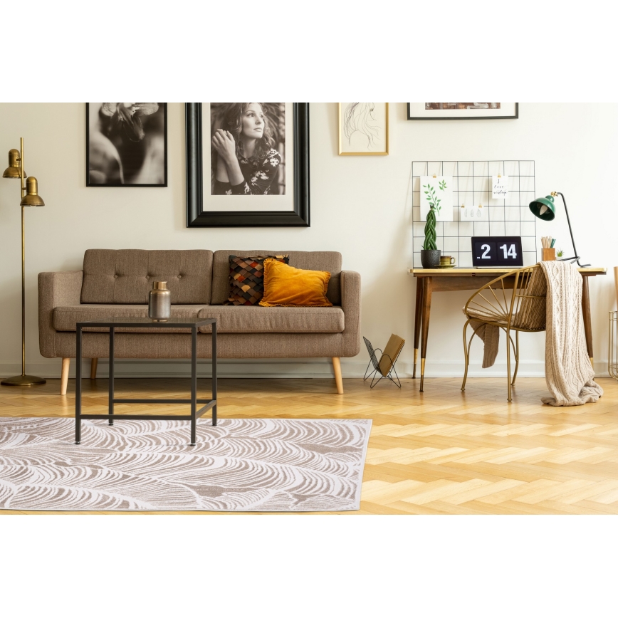 Tapete SALAMANCA 67x120 cm bege/branco com padrão de folhas