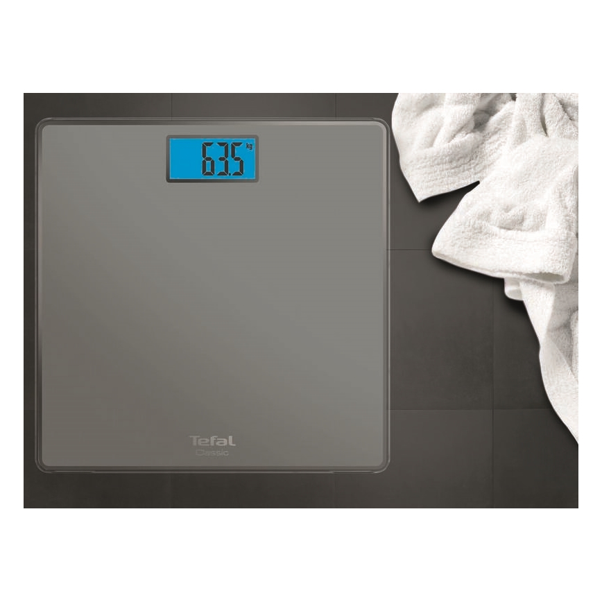 Tefal - Balança de casa de banho CLASSIC 2xAAA cinzento