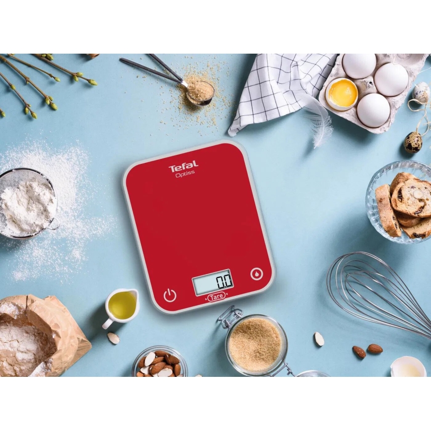 Tefal - Balança de cozinha OPTISS 2xAAA vermelho