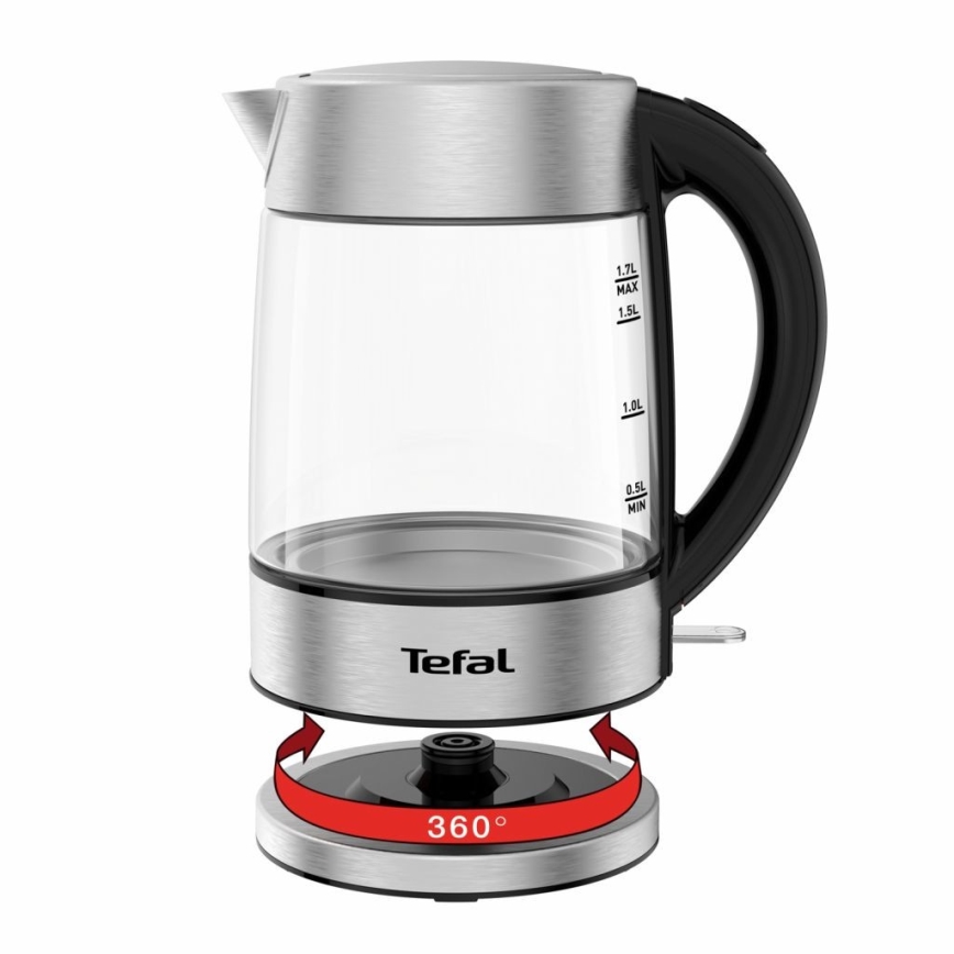 Tefal - Chaleira GLASS 1,7 l  2200W/230V cromado mate