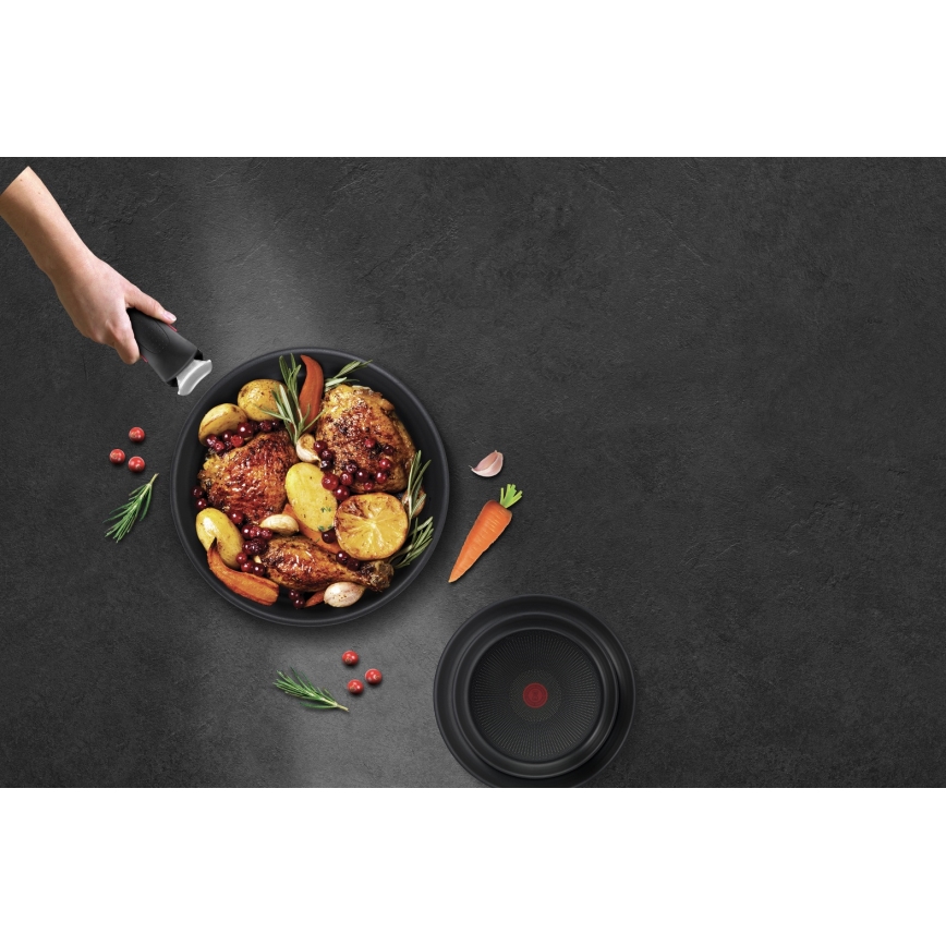 Tefal - Conjunto de 3 frigideiras INGENIO BLACK STONE