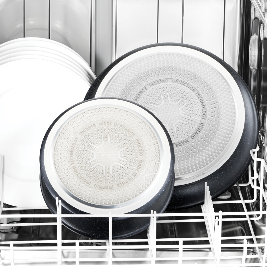 Tefal - Conjunto de 3 frigideiras INGENIO BLACK STONE