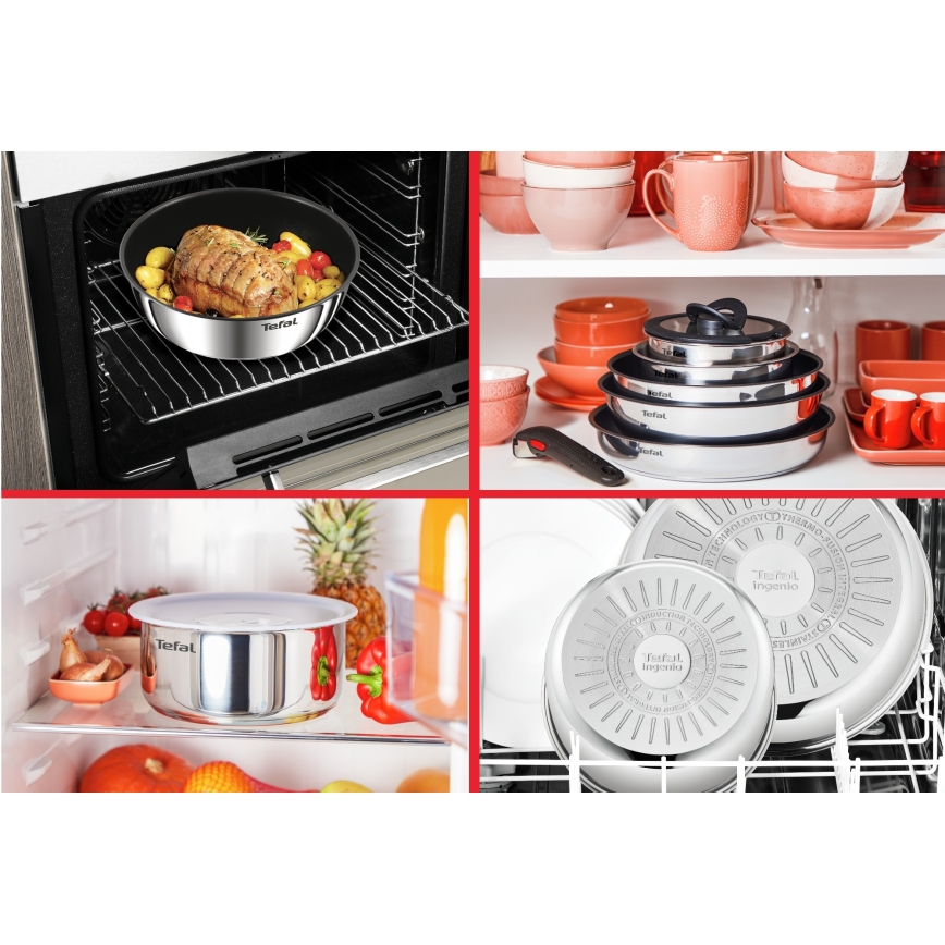 Tefal - Conjunto de 3 peças INGENIO COOK em aço inoxidável