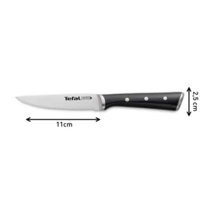 Tefal - Conjunto de 4 facas de bife ICE FORCE em aço inoxidável, lâminas de 11 cm, acabamento cromado brilhante/preto
