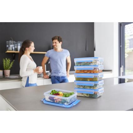 Tefal - Conjunto de 6 recipientes para alimentos 0,8 l MASTER SEAL FRESH azul