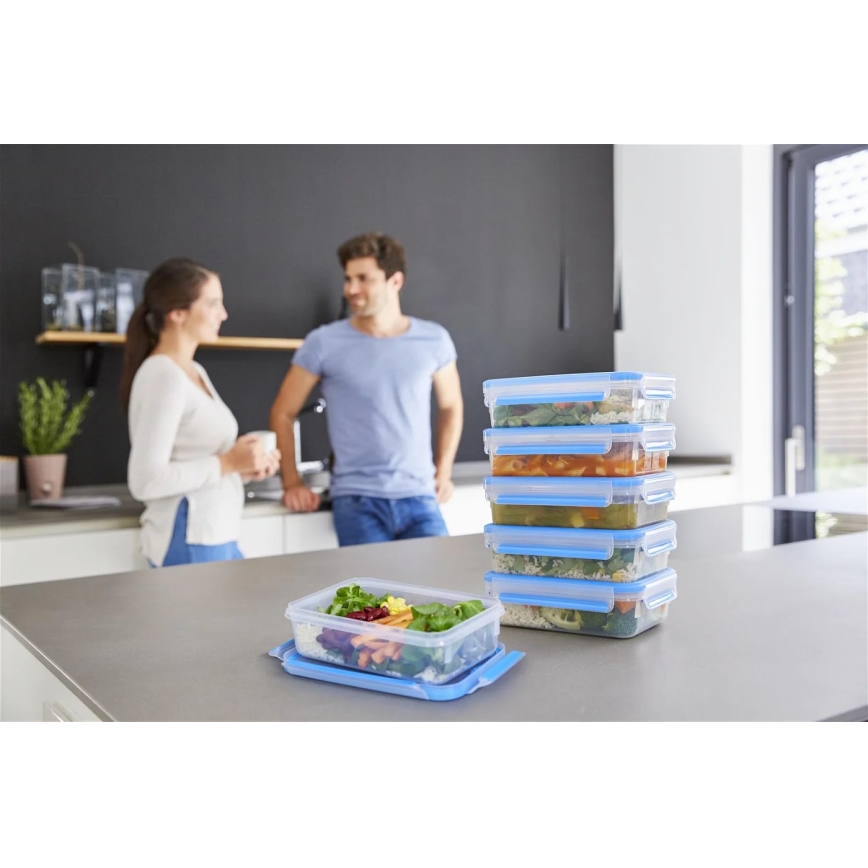 Tefal - Conjunto de 6 recipientes para alimentos 0,8 l MASTER SEAL FRESH azul