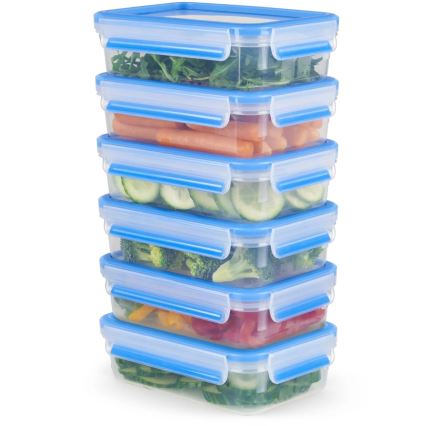 Tefal - Conjunto de 6 recipientes para alimentos 0,8 l MASTER SEAL FRESH azul