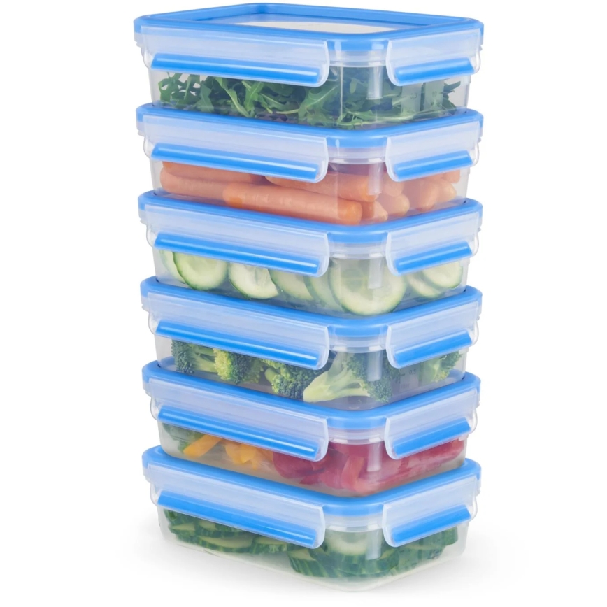 Tefal - Conjunto de 6 recipientes para alimentos 0,8 l MASTER SEAL FRESH azul