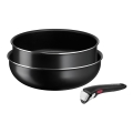 Tefal - Conjunto de frigideiras 3 unid. INGENIO EASY COOK & CLEAN BLACK