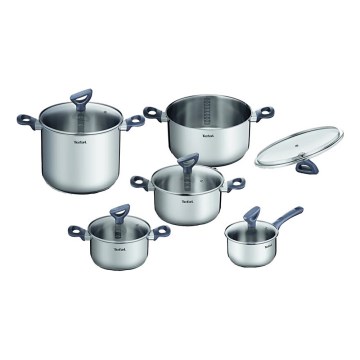 Tefal - Conjunto de panelas 10 peças DAILY COOK em aço inoxidável