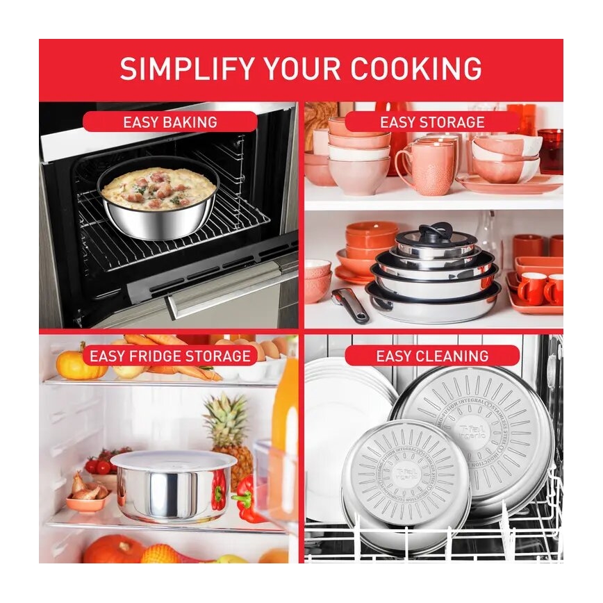 Tefal - Conjunto de panelas 13 peças INGENIO PREFERENCE ON em aço inoxidável