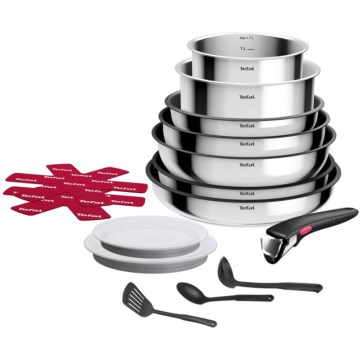 Tefal - Conjunto de panelas INGENIO COOK, 15 peças, inox