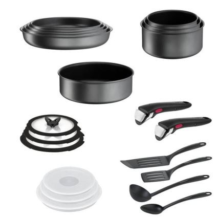 Tefal - Conjunto de panelas INGENIO DAILY CHEF ON, 20 peças, preto