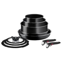 Tefal - Conjunto de utensílios de cozinha 10 pçs INGENIO EASY COOK & CLEAN BLACK