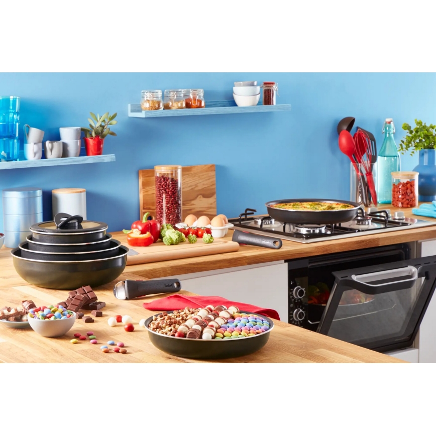 Tefal - Conjunto de utensílios de cozinha 10 unid. INGENIO EASY COOK & CLEAN BLACK