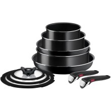 Tefal - Conjunto de utensílios para cozinha 10 unid. INGENIO EASY COOK & CLEAN BLACK