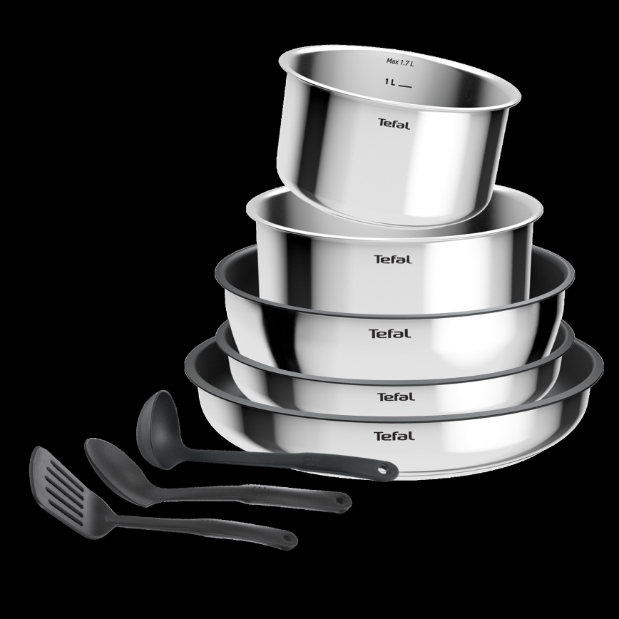 Tefal - Conjunto INGENIO COOK 9 peças em aço inoxidável