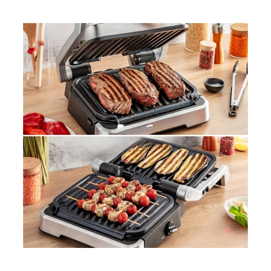 Tefal - Grelhador de contacto OPTIGRILL 2 em 1 2100 W / 230 V inox