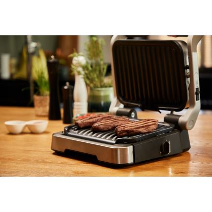 Tefal - Grelhador de contacto OPTIGRILL 2100W/230V, acabamento cromado fosco