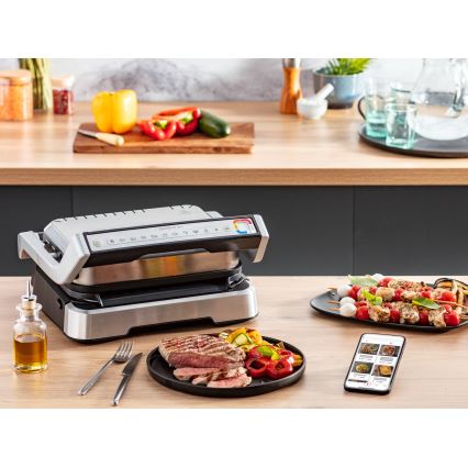 Tefal - Grelhador de contacto OPTIGRILL 2100W/230V, acabamento cromado fosco