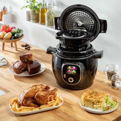 Tefal - Panela de pressão elétrica multifuncional com acessórios 6 l 1600W/230V preta