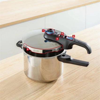 Tefal - Panela de pressão 4 l SECURE TRENDY aço inoxidável