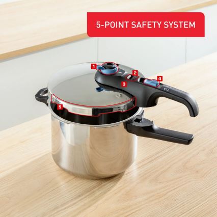 Tefal - Panela de pressão 6 l SECURE TRENDY aço inoxidável