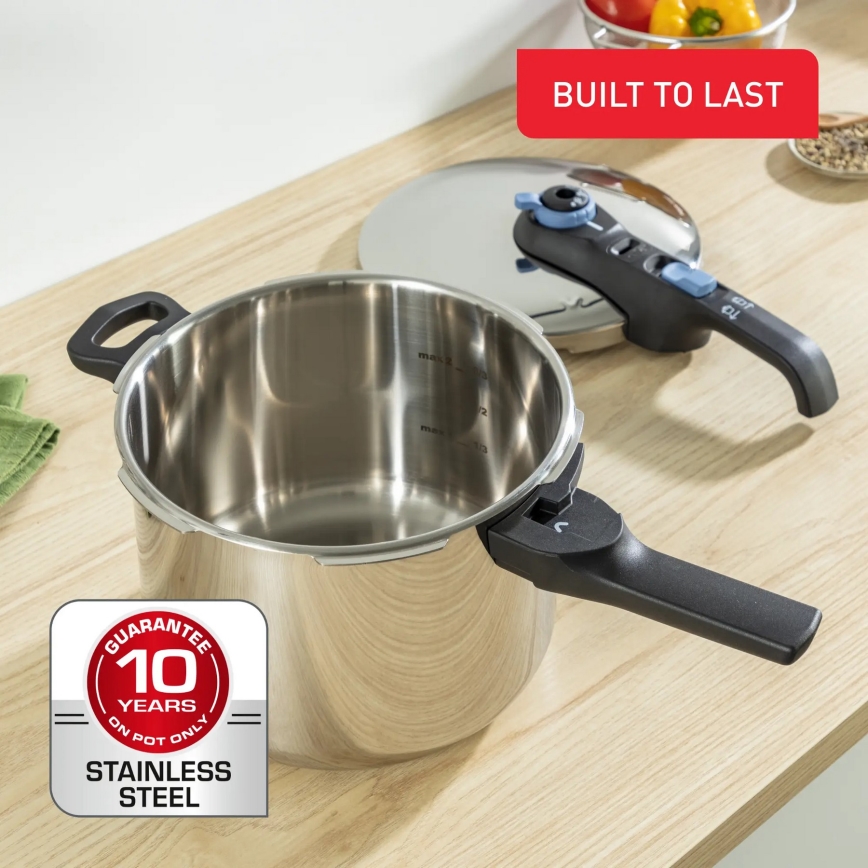 Tefal - Panela de pressão 6 l SECURE TRENDY aço inoxidável