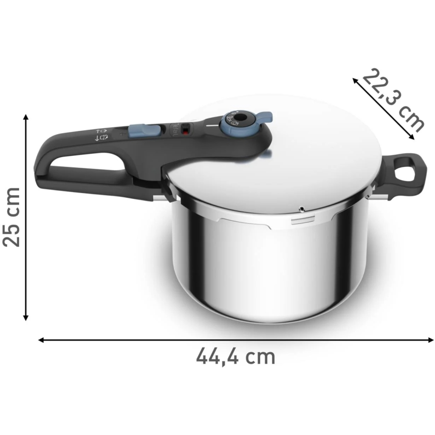 Tefal - Panela de pressão 6 l SECURE TRENDY aço inoxidável