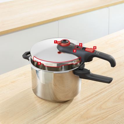 Tefal - Panela de pressão 6 L SECURE TRENDY + conjunto de 5 peças INGENIO EMOTION