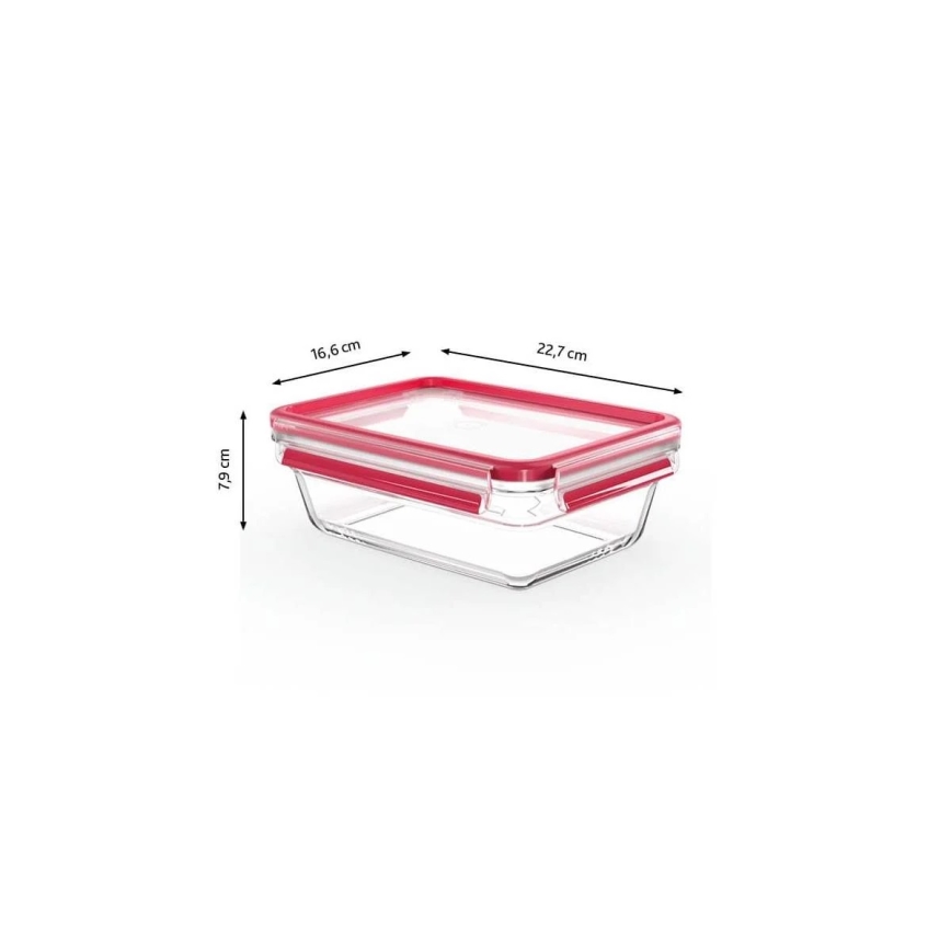 Tefal - Pote para alimentos 1,3 l MSEAL GLASS vermelho/vidro