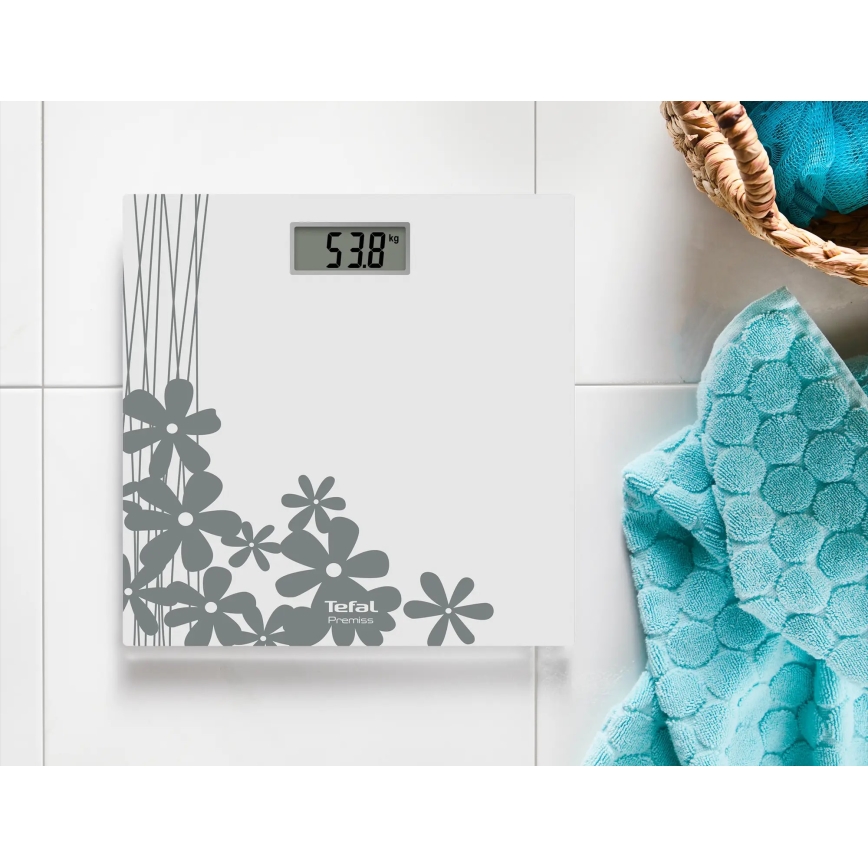 Tefal - Balança pessoal digital PREMISS 1xCR2032 cinza