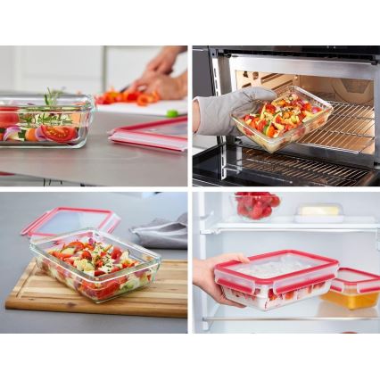 Tefal - Recipiente para alimentos 0,8 l MSEAL GLASS vermelho/vidro