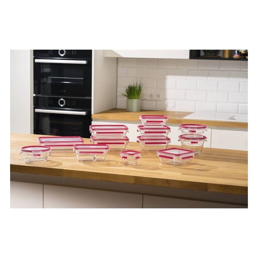 Tefal - Recipiente para alimentos 1,1 l MSEAL GLASS vermelho/copo