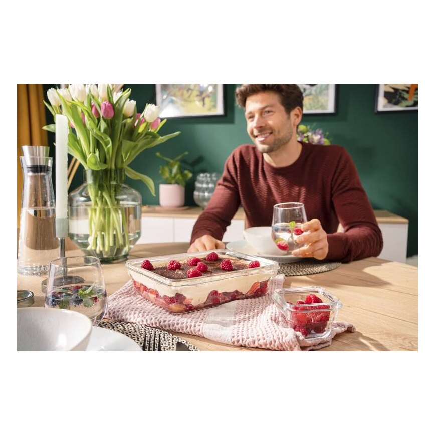 Tefal - Recipiente para alimentos 3 l MSEAL GLASS vermelho/copo