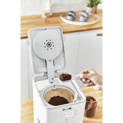 Tefal - Máquina de café de filtro com ecrã LCD SENSE 1000W/230V branco