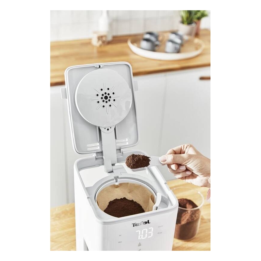 Tefal - Máquina de café de filtro com ecrã LCD SENSE 1000W/230V branco