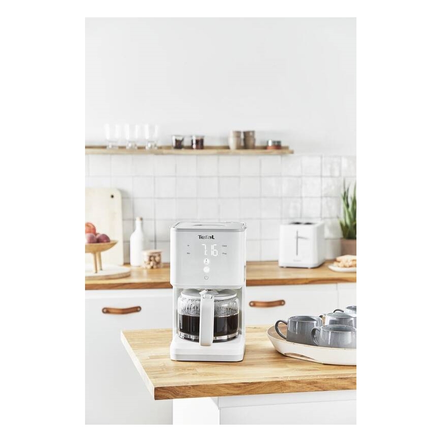 Tefal - Máquina de café de filtro com ecrã LCD SENSE 1000W/230V branco