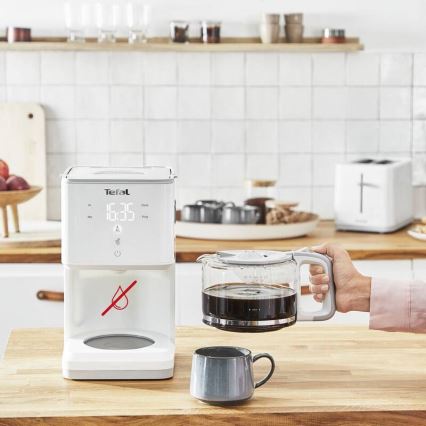 Tefal - Máquina de café de filtro com ecrã LCD SENSE 1000W/230V branco