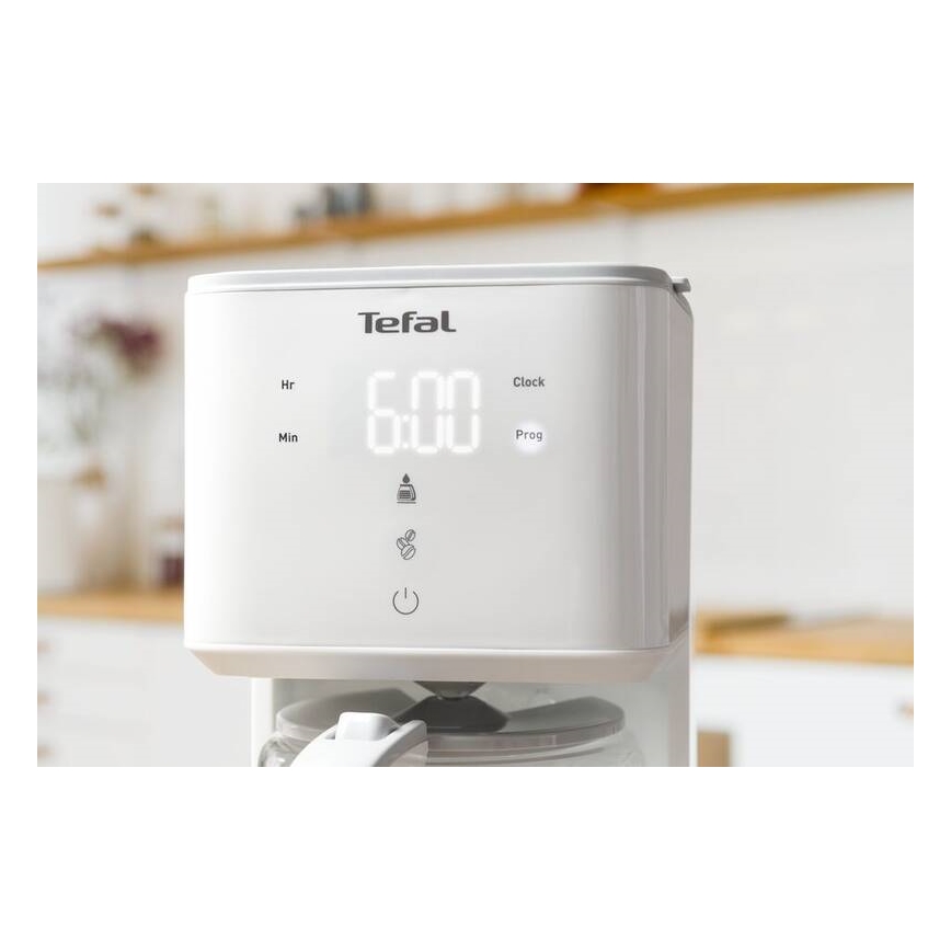 Tefal - Máquina de café de filtro com ecrã LCD SENSE 1000W/230V branco
