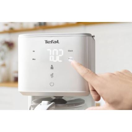 Tefal - Máquina de café de filtro com ecrã LCD SENSE 1000W/230V branco