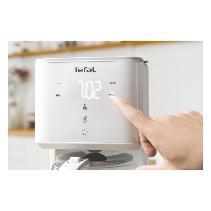Tefal - Máquina de café de filtro com ecrã LCD SENSE 1000W/230V branco