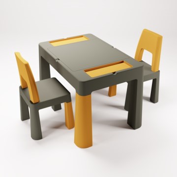 TEGA BABY - Conjunto de mesa e cadeiras infantis cinzentas/amarelas