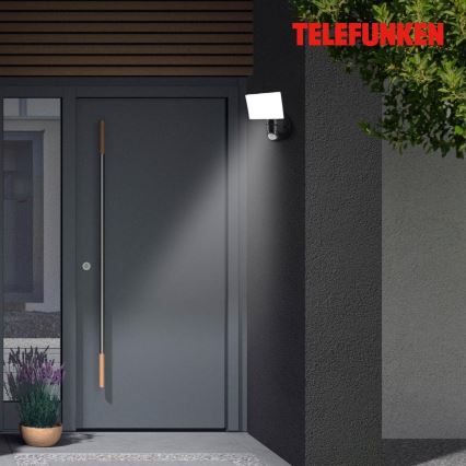 Telefunken 304305TF - Iluminação de parede exterior LED com sensor LED/24W/230V IP44 preto